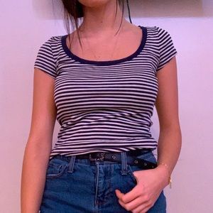 Navy and White Striped Top